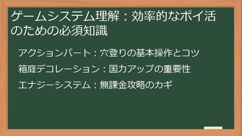 ゲームシステム理解：効率的なポイ活のための必須知識