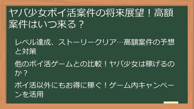 ヤバ少女ポイ活案件の将来展望！高額案件はいつ来る？
