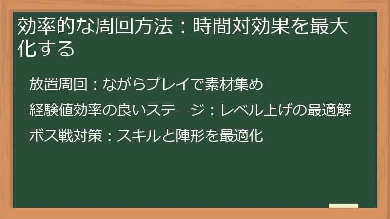 効率的な周回方法：時間対効果を最大化する