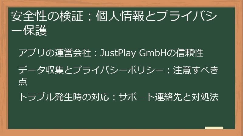 安全性の検証:個人情報とプライバシー保護