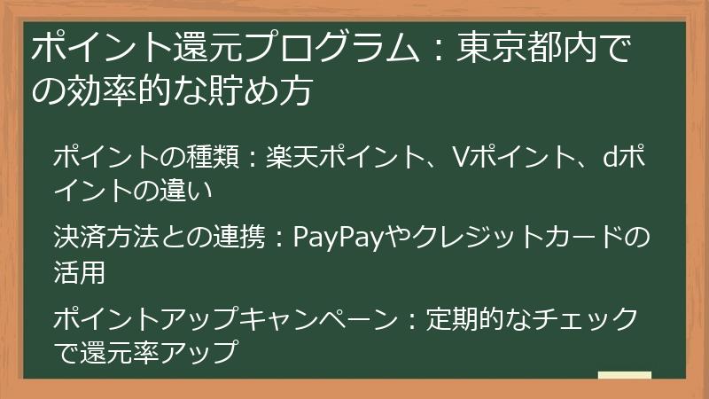 ポイント還元プログラム：東京都内での効率的な貯め方