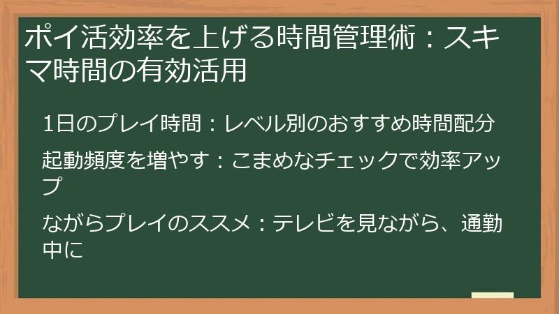 ポイ活効率を上げる時間管理術：スキマ時間の有効活用
