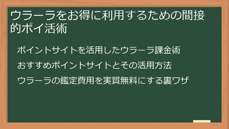 ウラーラをお得に利用するための間接的ポイ活術