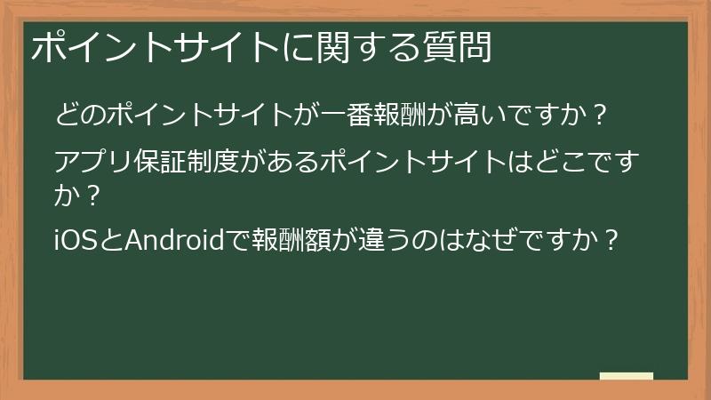 ポイントサイトに関する質問