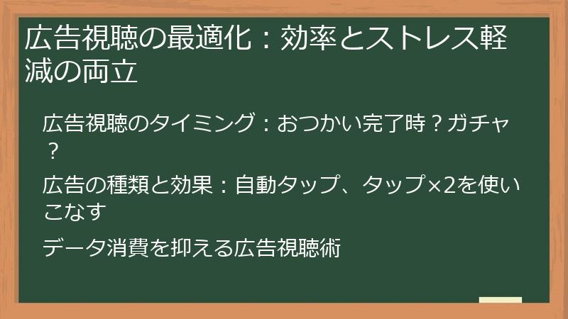 広告視聴の最適化：効率とストレス軽減の両立