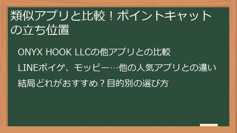 類似アプリと比較！ポイントキャットの立ち位置