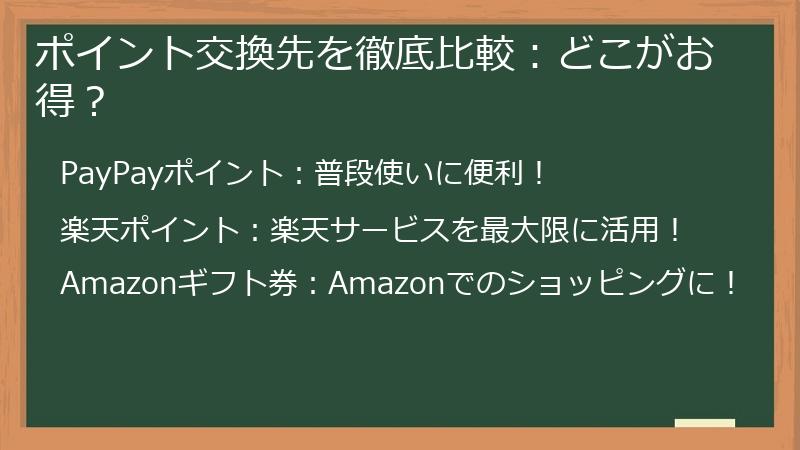 ポイント交換先を徹底比較：どこがお得？