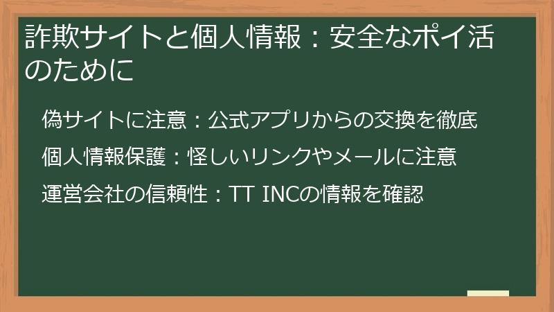 詐欺サイトと個人情報：安全なポイ活のために