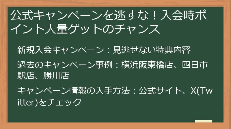 公式キャンペーンを逃すな！入会時ポイント大量ゲットのチャンス