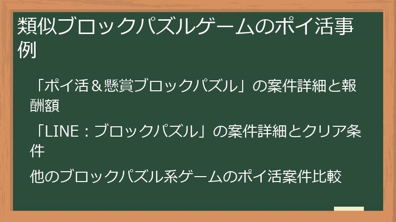 類似ブロックパズルゲームのポイ活事例