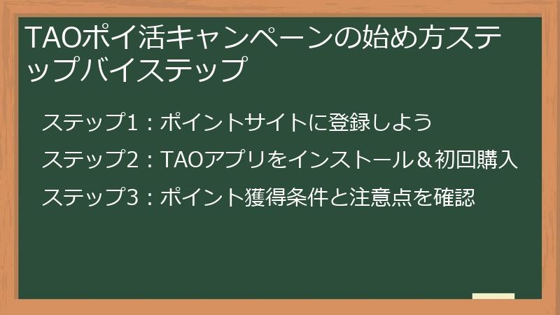 TAOポイ活キャンペーンの始め方ステップバイステップ