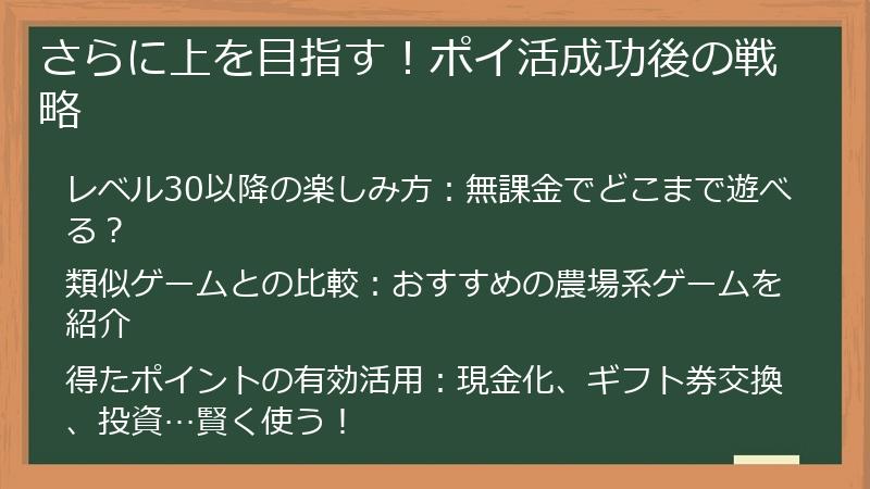 さらに上を目指す！ポイ活成功後の戦略