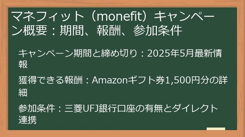 マネフィット（monefit）キャンペーン概要：期間、報酬、参加条件