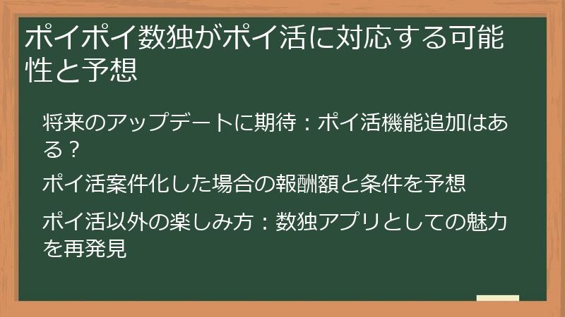 ポイポイ数独がポイ活に対応する可能性と予想