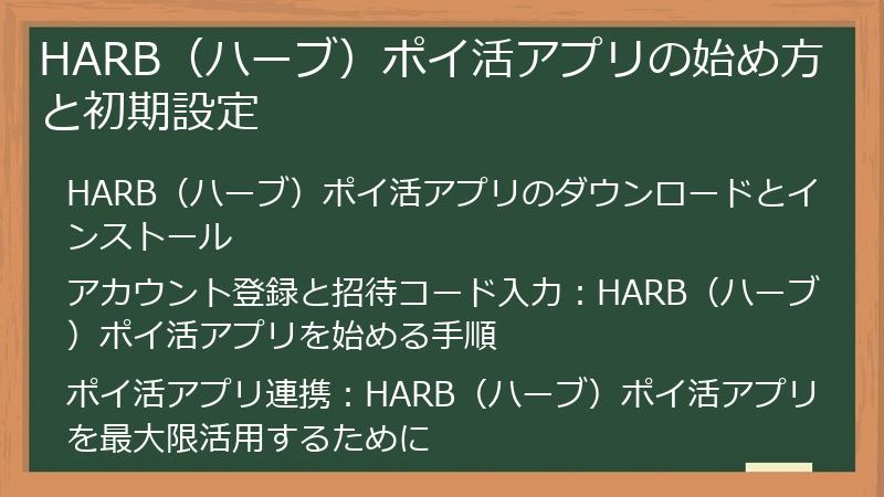 HARB（ハーブ）ポイ活アプリの始め方と初期設定