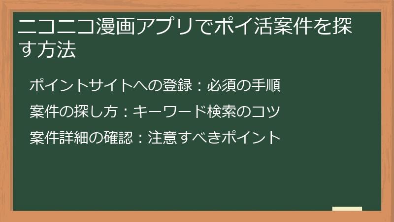 ニコニコ漫画アプリでポイ活案件を探す方法