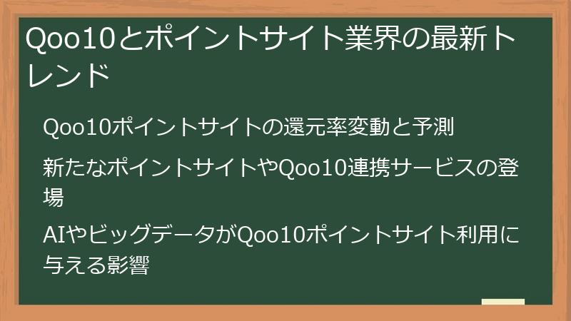Qoo10とポイントサイト業界の最新トレンド
