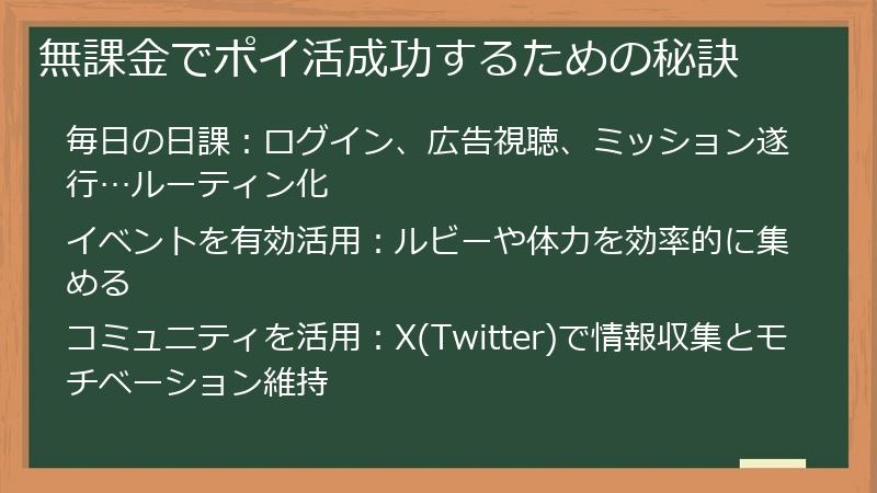 無課金でポイ活成功するための秘訣