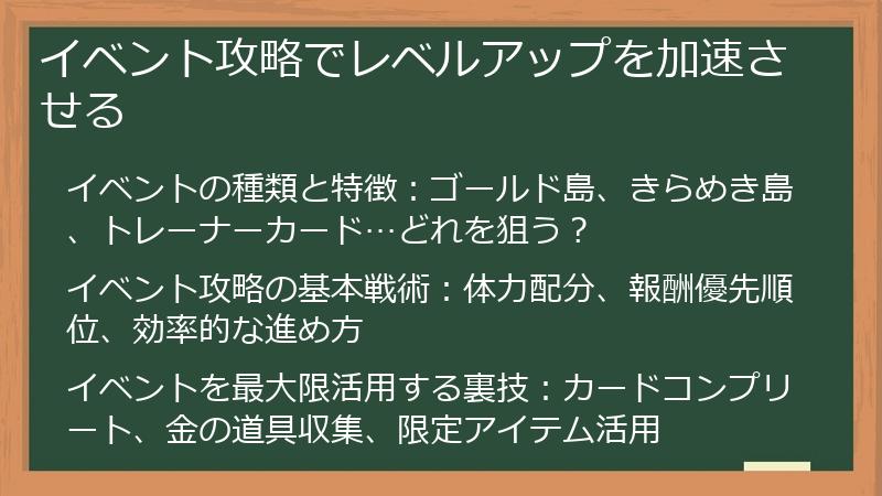 イベント攻略でレベルアップを加速させる