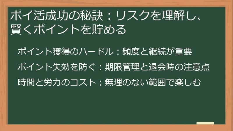 ポイ活成功の秘訣：リスクを理解し、賢くポイントを貯める