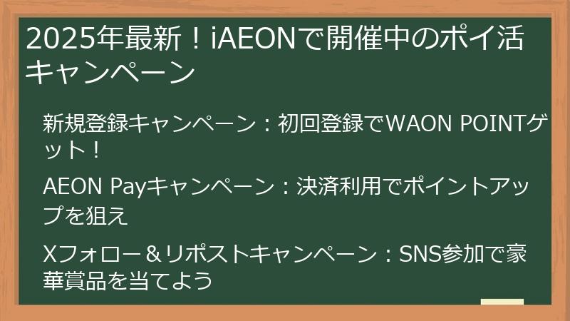 2025年最新！iAEONで開催中のポイ活キャンペーン