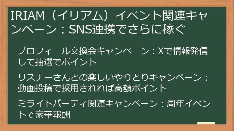 IRIAM（イリアム）イベント関連キャンペーン：SNS連携でさらに稼ぐ