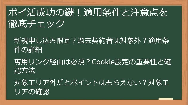 ポイ活成功の鍵！適用条件と注意点を徹底チェック