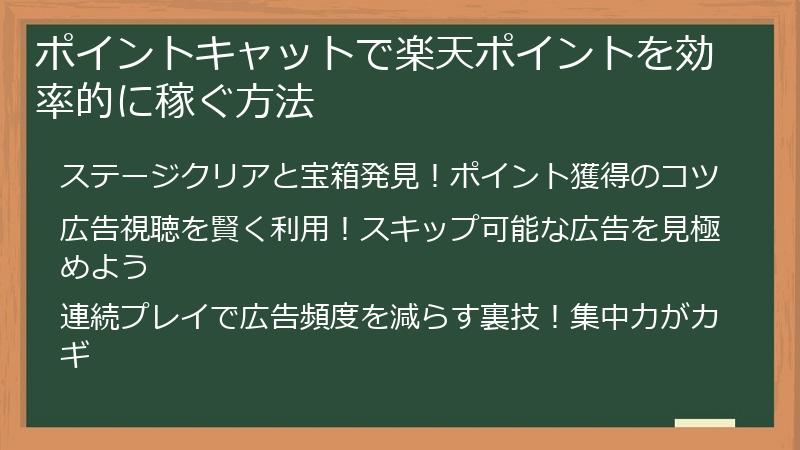 ポイントキャットで楽天ポイントを効率的に稼ぐ方法