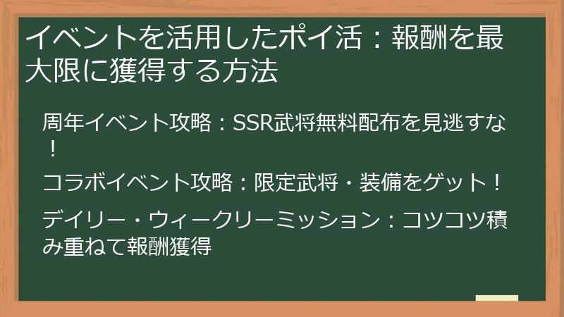 イベントを活用したポイ活：報酬を最大限に獲得する方法