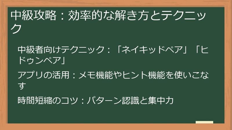 中級攻略：効率的な解き方とテクニック
