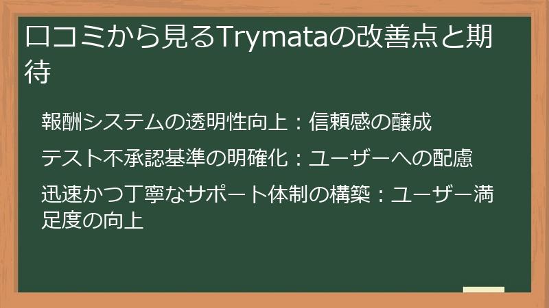 口コミから見るTrymataの改善点と期待