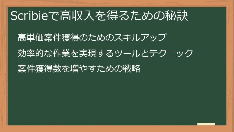 Scribieで高収入を得るための秘訣