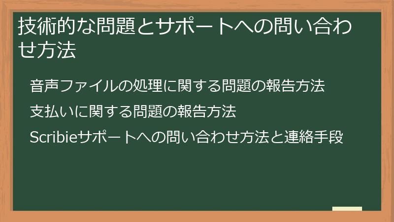 技術的な問題とサポートへの問い合わせ方法