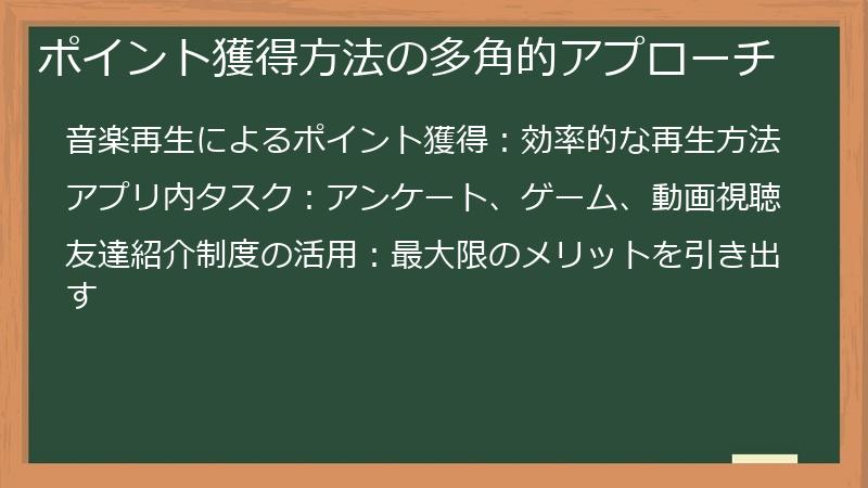 ポイント獲得方法の多角的アプローチ