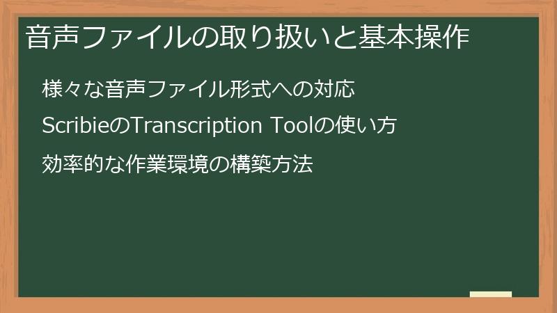 音声ファイルの取り扱いと基本操作