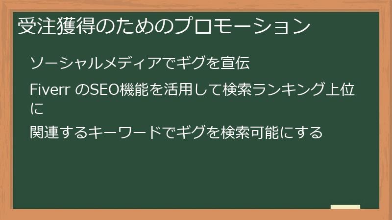 受注獲得のためのプロモーション
