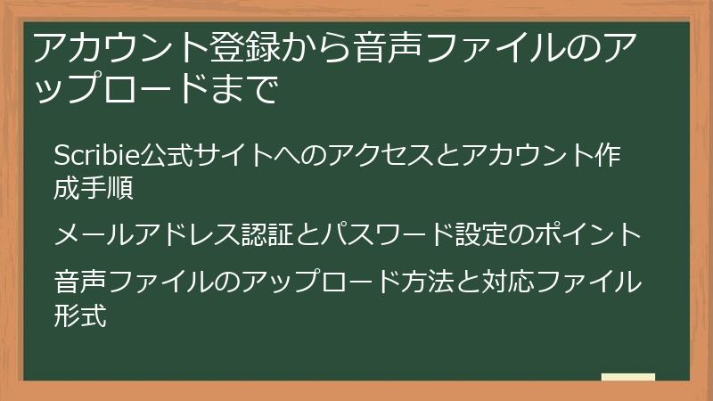 アカウント登録から音声ファイルのアップロードまで