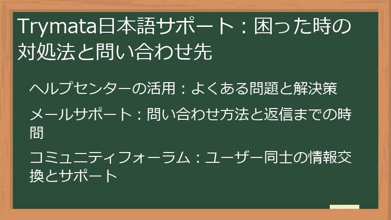 Trymata日本語サポート：困った時の対処法と問い合わせ先