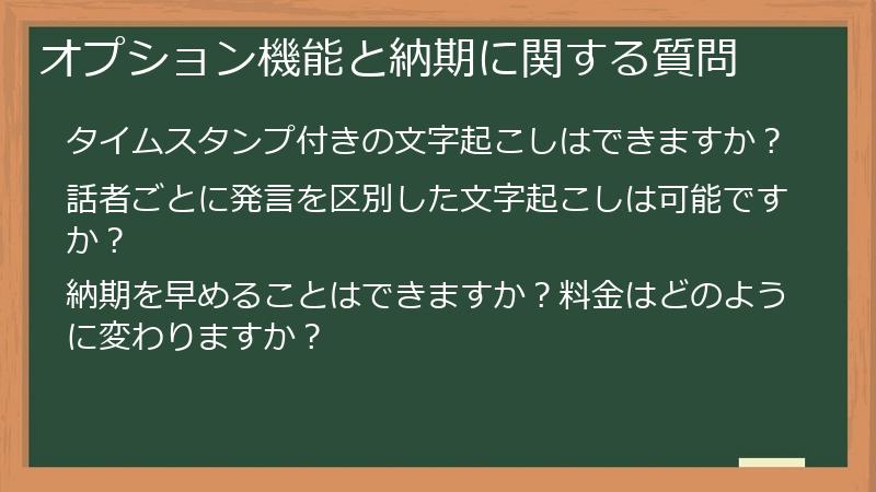 オプション機能と納期に関する質問
