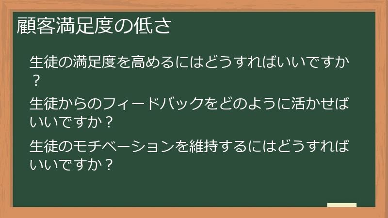 顧客満足度の低さ