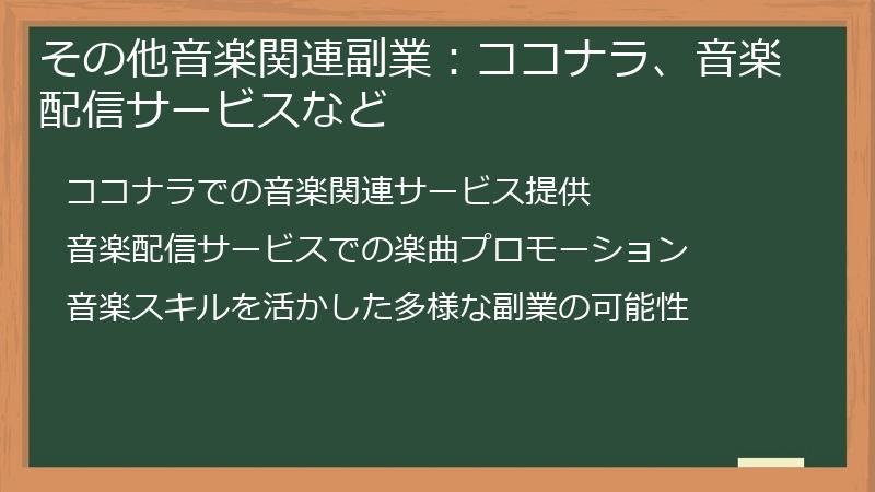 その他音楽関連副業：ココナラ、音楽配信サービスなど