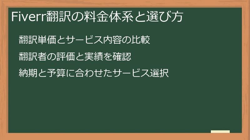 Fiverr翻訳の料金体系と選び方