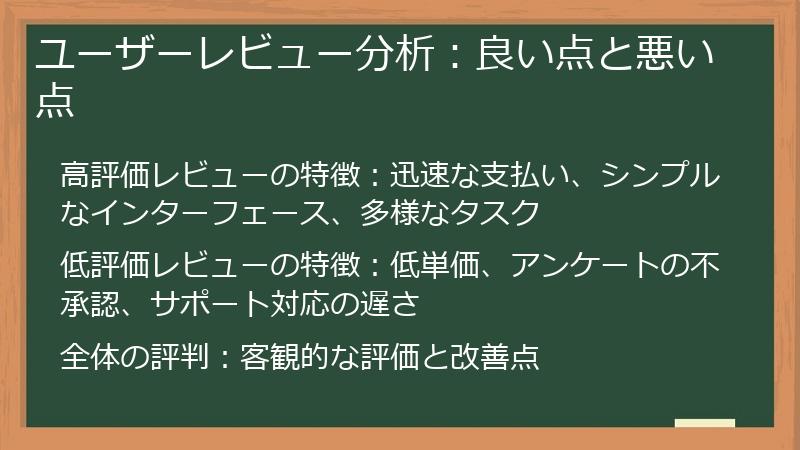ユーザーレビュー分析：良い点と悪い点