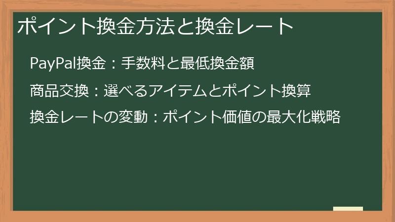 ポイント換金方法と換金レート