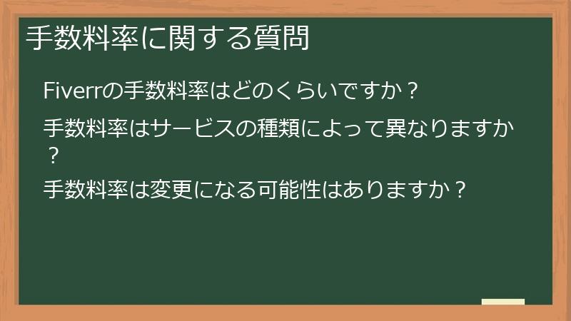 手数料率に関する質問