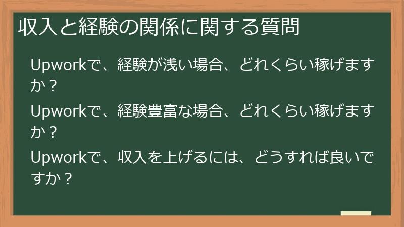 収入と経験の関係に関する質問
