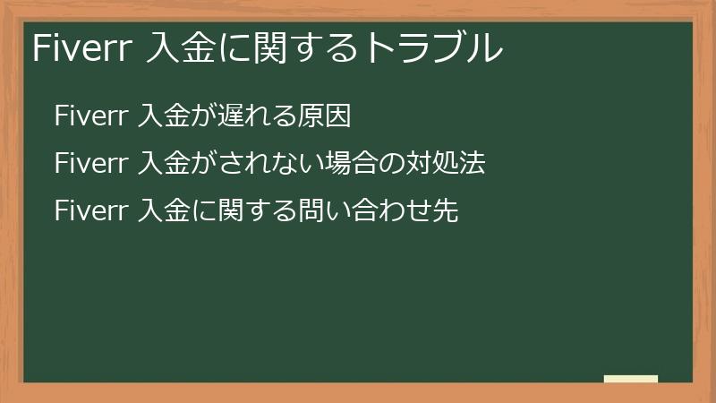 Fiverr 入金に関するトラブル