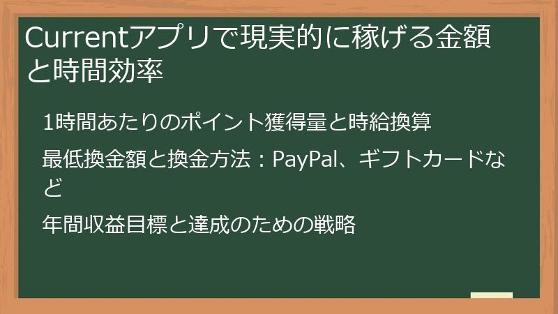 Currentアプリで現実的に稼げる金額と時間効率