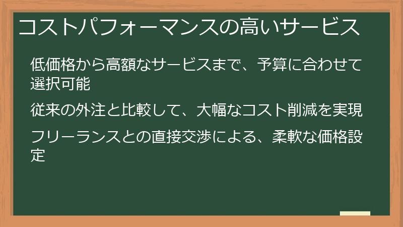 コストパフォーマンスの高いサービス