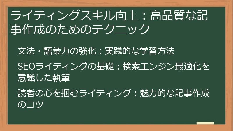 ライティングスキル向上：高品質な記事作成のためのテクニック